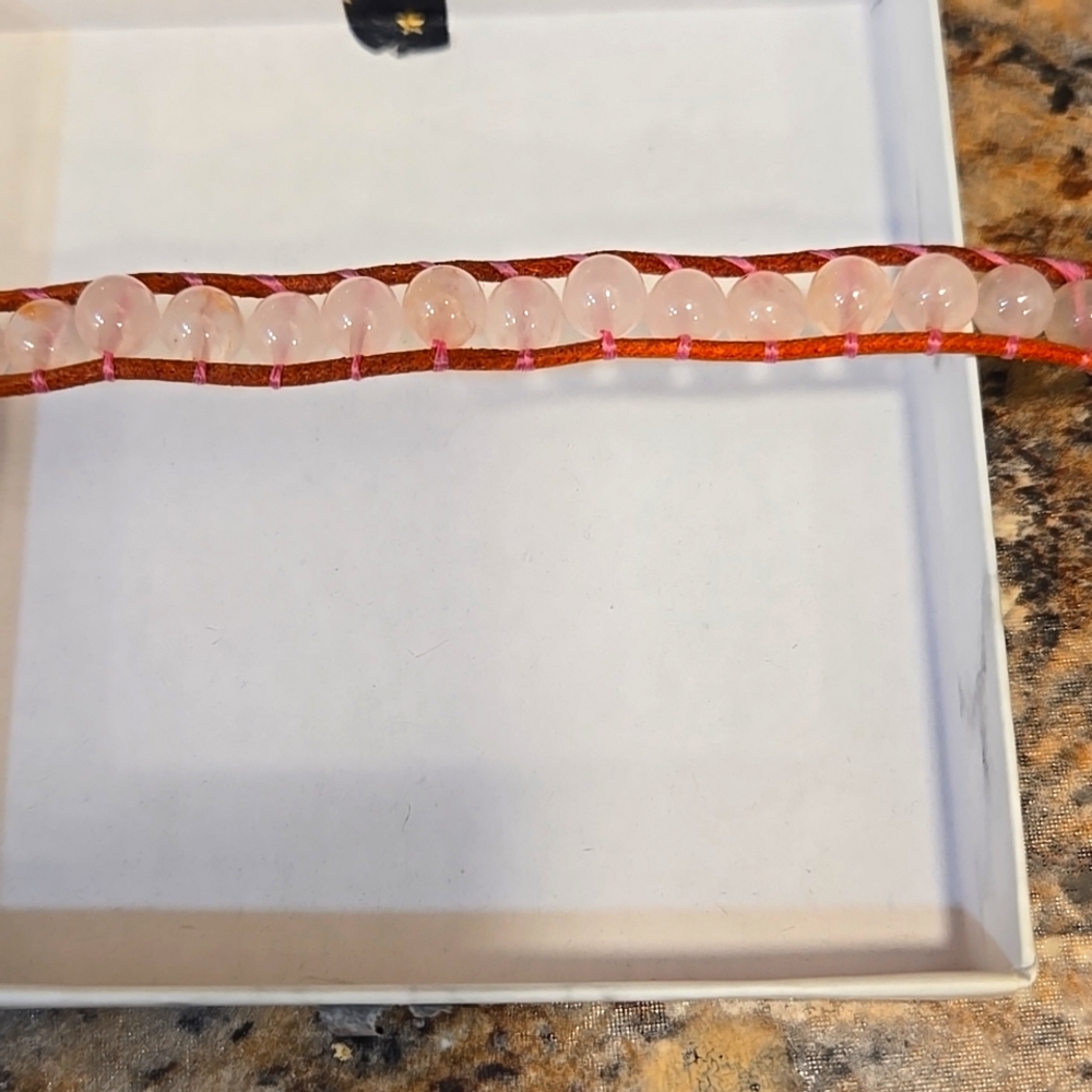 Handmade Light Rose Stone Bracelet